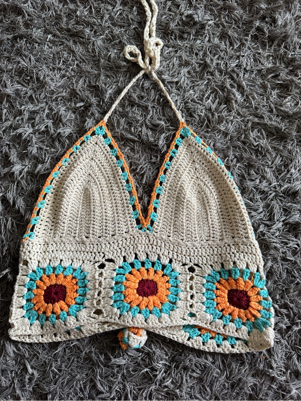 Altar'd State Cropped Crochet Halter Top Size S/M Festival Hippie Retro - Picture 1 of 2